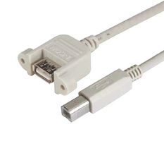 L-COM UPMAB-5M USB线缆, USB A型插座至USB B型插头, 5 m, 16.4 ft, USB 2.0, 浅灰