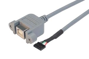 L-COM UPMB5-2MM-03M USB Cable, Type B Receptacle to Board-In Crimp Terminal, 300 mm, 11.8 ft, USB 2.0, Grey