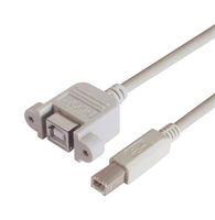 L-COM UPMBB-2M USB线缆, B型插头至B型插座, 2 m, 6.6 ft, USB 2.0, 浅灰
