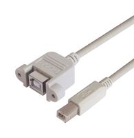 L-COM UPMBB-3M USB线缆, B型插头至B型插座, 3 m, 9.8 ft, USB 2.0, 浅灰