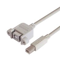 L-COM UPMBB-5M USB线缆, B型插头至B型插座, 5 m, 16.4 ft, USB 2.0, 浅灰