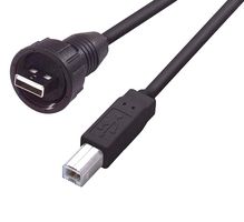 L-COM WPUSBAB-2M USB Cable, Type A Plug to Type B Plug, 2 m, 6.6 ft, USB 2.0, Black