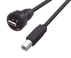 L-COM WPUSBAB-5M USB Cable, Type A Plug to Type B Plug, 5 m, 16.4 ft, USB 2.0, Black