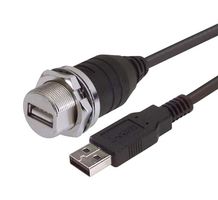 L-COM WPUSBAXSH-2M USB线缆, A型插头至A型插座, 2 m, 6.6 ft, USB 2.0, 黑色