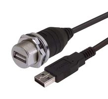 L-COM WPUSBAXSH-5M USB线缆, A型插头至A型插座, 5 m, 16.4 ft, USB 2.0, 黑色