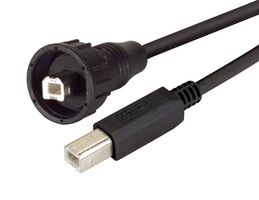 L-COM WPUSBBB-2M USB Cable, Type B Plug to Type B Plug, 2 m, 6.6 ft, USB 2.0, Black