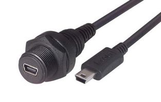L-COM WPUSBMB5X-2M USB Cable, Mini Type B Plug to Mini Type B Receptacle, 2 m, 6.6 ft, Black