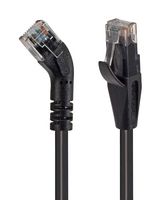L-COM TRD645RBLK-1 Ethernet Cable, Cat6, 45° RJ45 Plug to RJ45 Plug, UTP (Unshielded Twisted Pair), Black, 304.8 mm