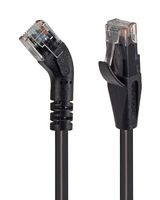 L-COM TRD645RBLK-7 Ethernet Cable, Cat6, 45° RJ45 Plug to RJ45 Plug, UTP (Unshielded Twisted Pair), Black, 2.1 m
