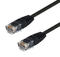 L-COM TRD695FLAT-BLK-1 Ethernet Cable, Cat6, RJ45 Plug to RJ45 Plug, UTP (Unshielded Twisted Pair), Black, 304.8 mm