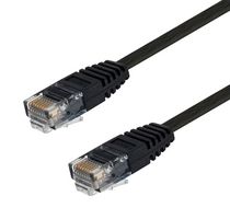 L-COM TRD695FLAT-BLK-15 Ethernet Cable, Cat6, RJ45 Plug to RJ45 Plug, UTP (Unshielded Twisted Pair), Black, 4.6 m, 15 ft