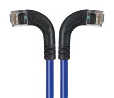 L-COM TRD695RA8BL-1 以太网线缆, Cat6, 90° RJ45插头至90° RJ45插头, UTP (非屏蔽双绞线), 浅蓝, 304.8 mm, 1 ft