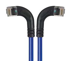 L-COM TRD695RA8BL-2 以太网线缆, Cat6, 90° RJ45插头至90° RJ45插头, UTP (非屏蔽双绞线), 浅蓝, 609.6 mm, 2 ft