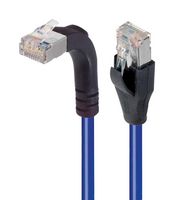 L-COM TRD695SRA2BL-10 Ethernet Cable, Cat6, 90° RJ45 Plug to RJ45 Plug, FTP (Foiled Twisted Pair), Blue, 3.05 m, 10 ft