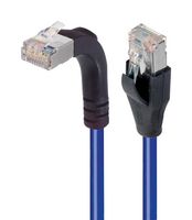 L-COM TRD695SRA2BL-3 Ethernet Cable, Cat6, 90° RJ45 Plug to RJ45 Plug, FTP (Foiled Twisted Pair), Blue, 914.4 mm, 3 ft