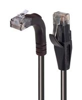 L-COM TRD815RA2BLK-25 Ethernet Cable, Cat5e, 90° RJ45 Plug to RJ45 Plug, UTP (Unshielded Twisted Pair), Black, 7.62 m