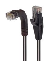 L-COM TRD815RABLK-1 以太网线缆, Cat5e, 90° RJ45插头至RJ45插头, UTP (非屏蔽双绞线), 黑色, 304.8 mm, 1 ft
