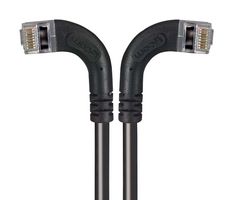 L-COM TRD815SRA8BLK-10 以太网线缆, Cat5e, 90° RJ45插头至90° RJ45插头, FTP (金属箔双绞线), 黑色, 3.05 m, 10 ft