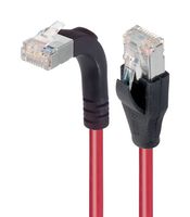L-COM TRD815SZRA2RD-1 Ethernet Cable, Cat5e, 90° RJ45 Plug to RJ45 Plug, FTP (Foiled Twisted Pair), Red, 304.8 mm, 1 ft