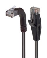 L-COM TRD815ZRA2BLK-1 以太网线缆, Cat5e, 90° RJ45插头至RJ45插头, UTP (非屏蔽双绞线), 黑色, 304.8 mm, 1 ft