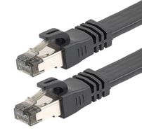 L-COM TRD824FLAT-BLK-5F 以太网线缆, Cat8, RJ45插头至RJ45插头, STP (屏蔽双绞线), 黑色, 1.5 m, 5 ft