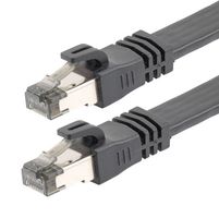 L-COM TRD824FLAT-BLK-65F Ethernet Cable, Cat8, RJ45 Plug to RJ45 Plug, STP (Shielded Twisted Pair), Black, 19.8 m, 65 ft
