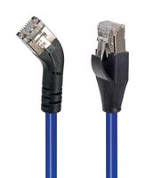 L-COM TRD845RSBLU-10 Ethernet Cable, Cat5e, 45° RJ45 Plug to RJ45 Plug, FTP (Foiled Twisted Pair), Blue, 3.05 m, 10 ft