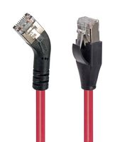 L-COM TRD845RSRED-3 Ethernet Cable, Cat5e, 45° RJ45 Plug to RJ45 Plug, FTP (Foiled Twisted Pair), Red, 914.4 mm, 3 ft
