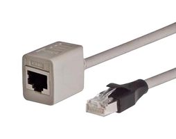 L-COM TRDC5EXTS-10 以太网线缆, Cat5e, RJ45插头至RJ45插座, FTP (金属箔双绞线), 灰色, 3.05 m, 10 ft