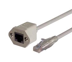 L-COM TRDC6EXTF-3 Ethernet Cable, Cat6, RJ45 Plug to RJ45 Jack, UTP (Unshielded Twisted Pair), Grey, 914.4 mm, 3 ft
