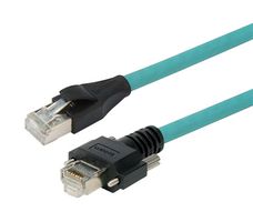 L-COM TRG617-T6T-3M 以太网线缆, Cat6a, RJ45插头至RJ45插头, STP (屏蔽双绞线), 蓝绿色, 3 m, 9.8 ft