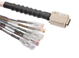L-COM MRJ21AD-03 以太网线缆, Cat5e, MRJ21直型插头至 6x RJ45 插头, UTP (非屏蔽双绞线), 白色, 3 m, 9.8 ft