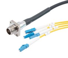 L-COM FOC02B3047115M Fibre Optic Cable, Singlemode, 4 Fibres, AARC Receptacle to 4x LC, 15m, FOC02B30471 Series