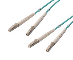 L-COM FODLC-10G-01 光纤电缆，OM3 多模，50µm/125µm，2根光纤，LC 双工至 LC 双工，1 m，FODLC-10G 系列