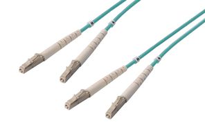 L-COM FODLC-OM4-10 Fibre Optic Cable, Multimode, 2 Fibres, 50µm/125µmDia, LC-LC Duplex, 10m