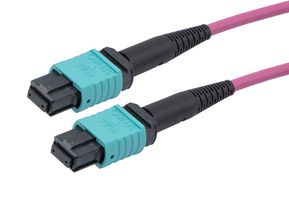 L-COM MPFF12OM4AR-5 Fibre Optic Cable, Multimode, 12 Fibres, 50µm/125µmDia, MPO-MPO Jack, 5m