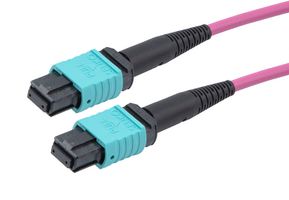 L-COM MPFF12OM4BZ-1 Fibre Optic Cable, Multimode, 12 Fibres, 50µm/125µmDia, MPO-MPO Jack, 1m