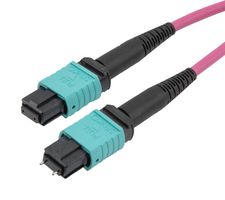 L-COM MPMF12OM4BR-10 Fibre Optic Cable, Multimode, 12 Fibres, 50µm/125µmDia, MPO Plug-MPO Jack, 10m