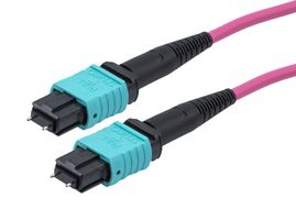 L-COM MPMM12OM4BP-5 Fibre Optic Cable, Multimode, 12 Fibres, 50µm/125µmDia, MPO-MPO Plug, 5m