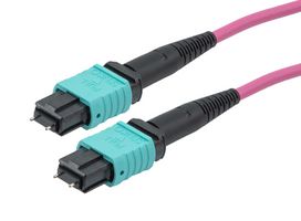L-COM MPMM12OM4BZ-5 Fibre Optic Cable, Multimode, 12 Fibres, 50µm/125µmDia, MPO-MPO Plug, 5m