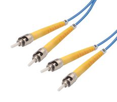 L-COM SFODST-BL-05 Fibre Optic Cable, Singlemode, 2 Fibres, 9µm/125µmDia, ST-ST Duplex, 5m