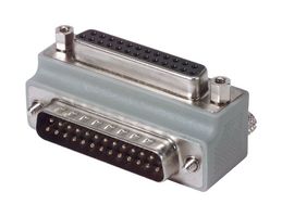 L-COM DG9025MF2 连接器适配器, D-sub, 直角, 标准 D Sub, 插头, 25 路, 标准 D Sub, 插座, 25 路
