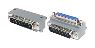 L-COM DG9025MF3 连接器适配器, D-sub, 直角, 标准 D Sub, 插头, 25 路, 标准 D Sub, 插座, 25 路