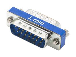 L-COM DGB15M 连接器适配器, D-sub, 标准 D Sub, 插头, 15 路, 标准 D Sub, 插头, 15 路
