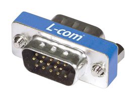 L-COM DGBH15M 连接器适配器, D-sub, 高密度 D Sub, 插头, 15 路, 高密度 D Sub, 插头, 15 路