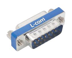 L-COM DGF15MF 连接器适配器, D-sub, 标准 D Sub, 插头, 15 路, 标准 D Sub, 插座, 15 路