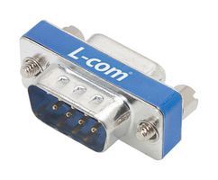 L-COM DGFC9MF D Sub Connector Adapter, Standard D Sub, Plug, 9 Ways, Standard D Sub, Receptacle, 9 Ways