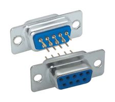 L-COM SD9S-PC D Sub Connector, Standard, Receptacle, 9 Contacts, DE, Solder
