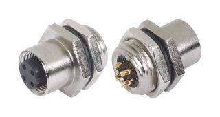 L-COM CON-M124PF 传感器连接器, M12, 母, 4路, 焊接插座, 直形面板安装