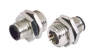 L-COM CON-M124PM 传感器连接器, M12, 公, 4路, 焊接插头, 直形面板安装